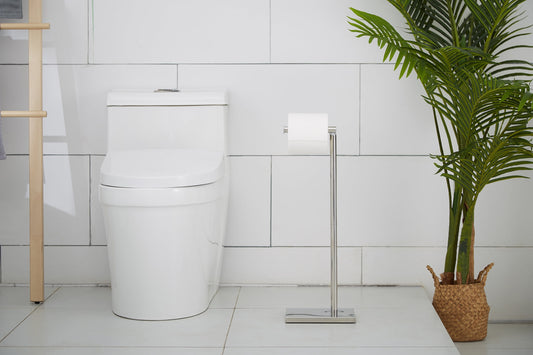 Freestanding Toilet Paper Stand with Reserve Storage for Four Rolls - Image 2