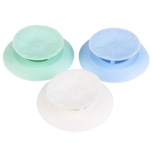 Rubber Sink and Bathtub Drain Stoppers with Hair Catchers, Set of Three