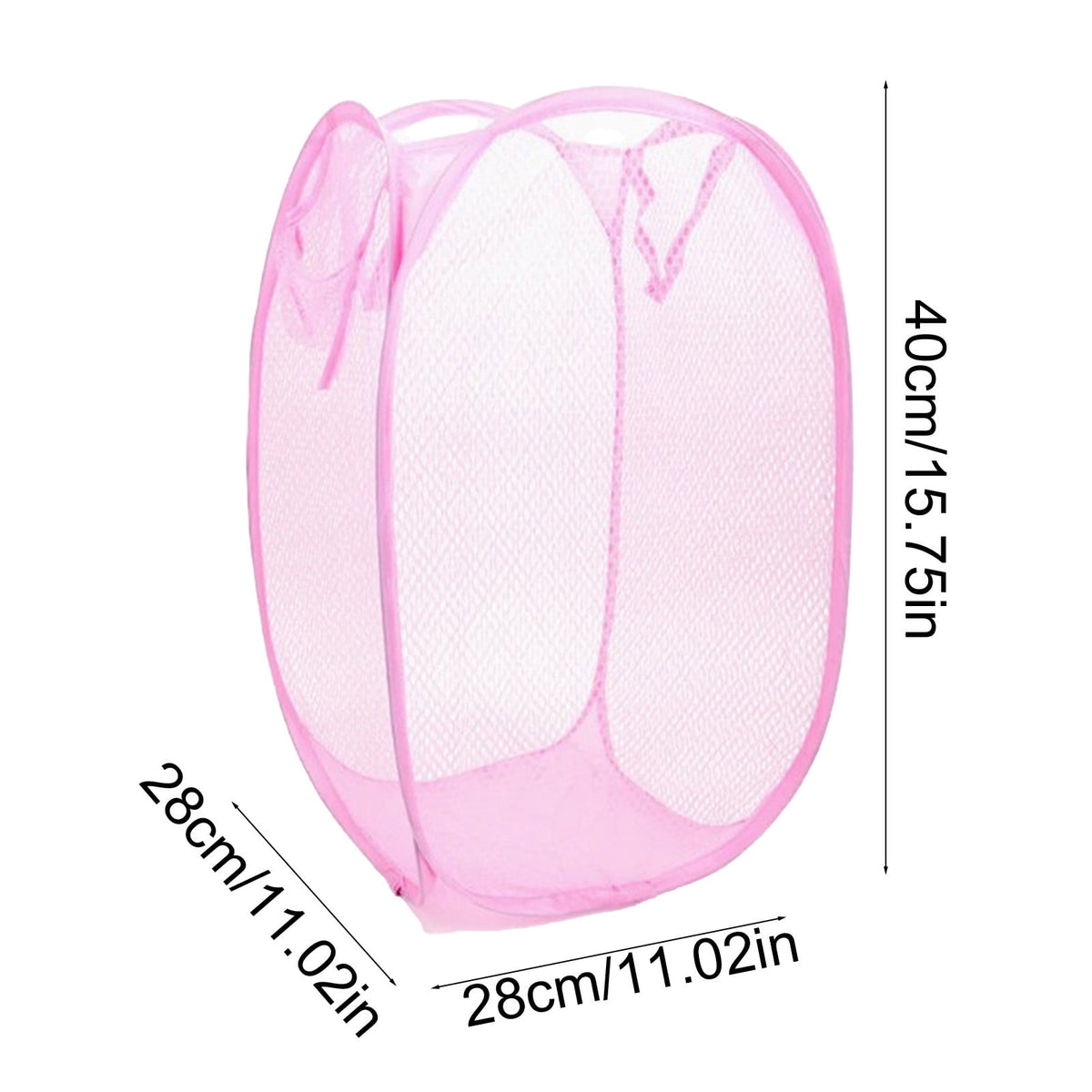 Foldable Mesh Laundry Hamper with Side Pocket and Carry Handles - Image 3