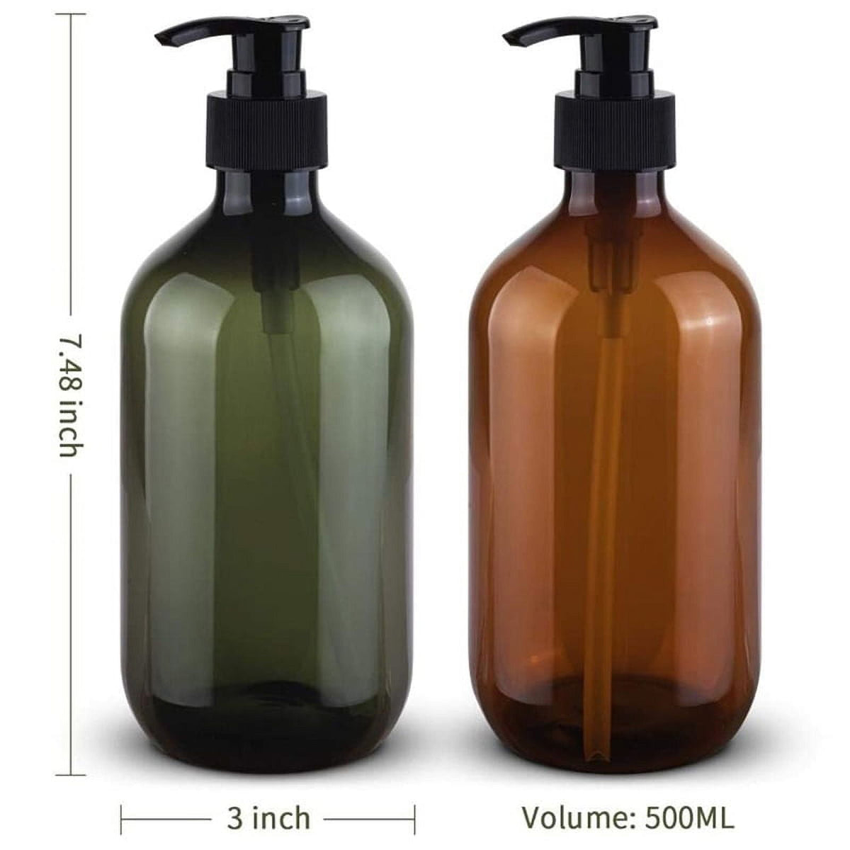 Refillable Soap Dispenser Set, Two 17 oz Pump Bottles with Spare Pumps - Image 2