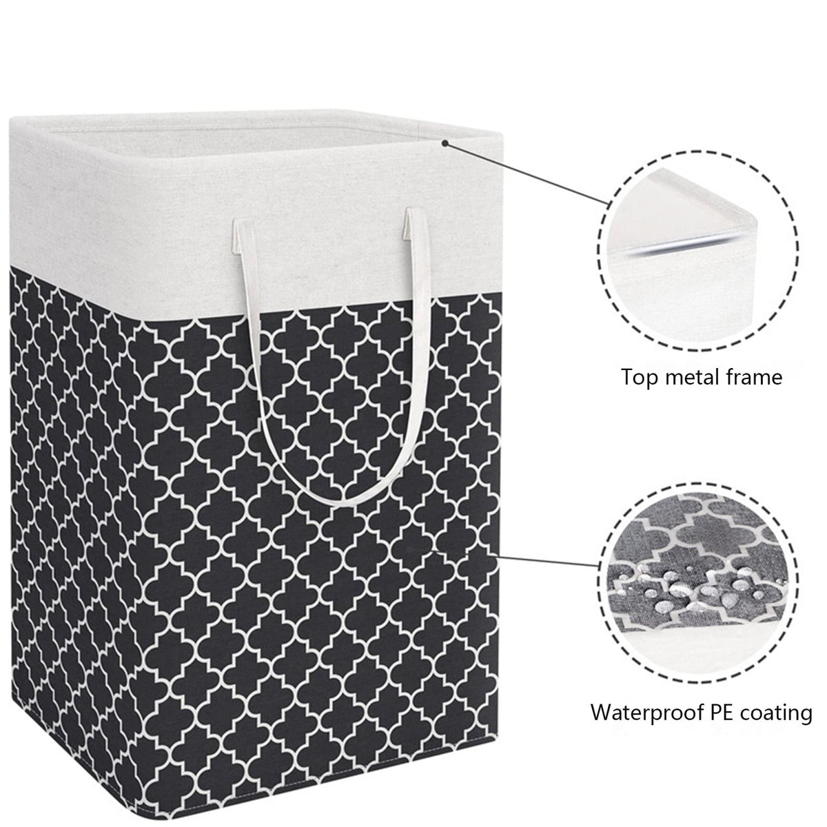 Collapsible Canvas Laundry Hamper with Handles, 23.6 by 15.7 by 11.8 Inches - Image 6