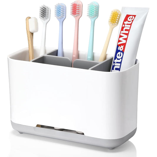 Countertop Toothbrush and Toothpaste Holder with Adjustable Dividers