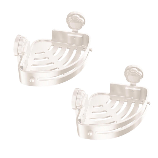 No-Drill Corner Shower Caddy with Suction Cups, Hooks and Rustproof Shelves