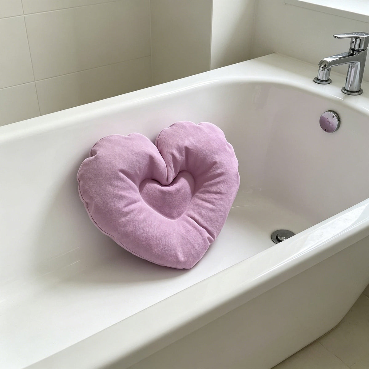Inflatable Bath Pillows with Suction Cups, Set of Two Heart-Shaped Headrests - Image 5