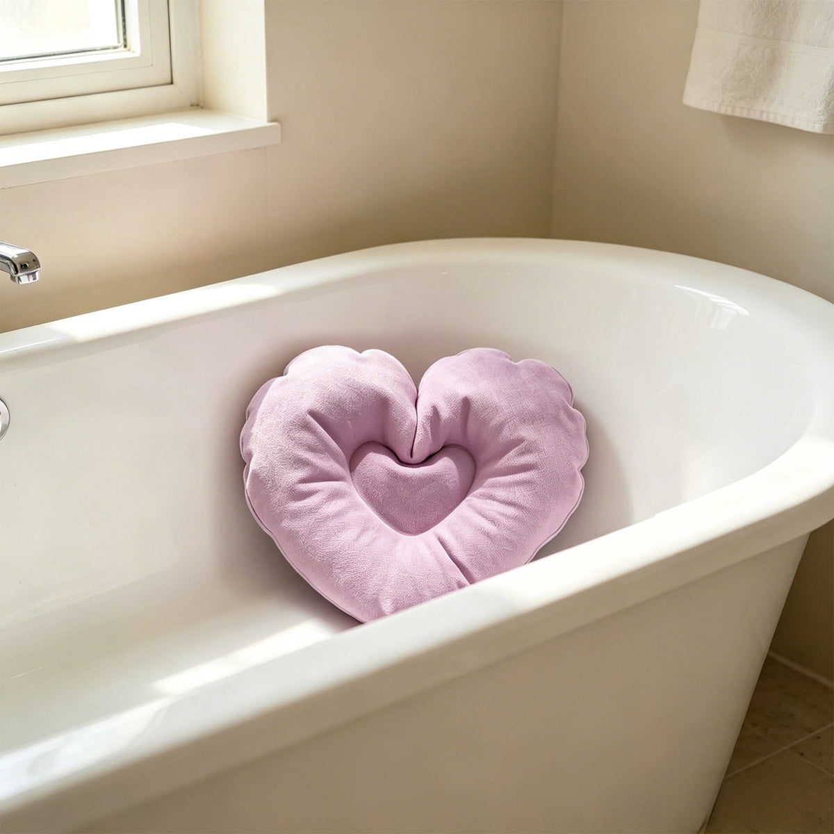 Inflatable Bath Pillows with Suction Cups, Set of Two Heart-Shaped Headrests - Image 4