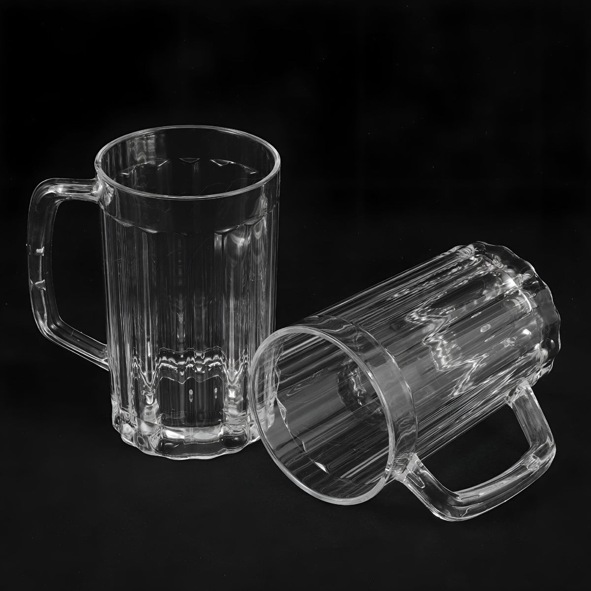 Clear Handled Drinking Mugs, Set of Two 500 ml Cups for Beer and Cold Drinks - Image 3