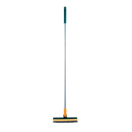 Long-Handled Grout Brush with V-Shaped Head and Silicone Squeegee Edge