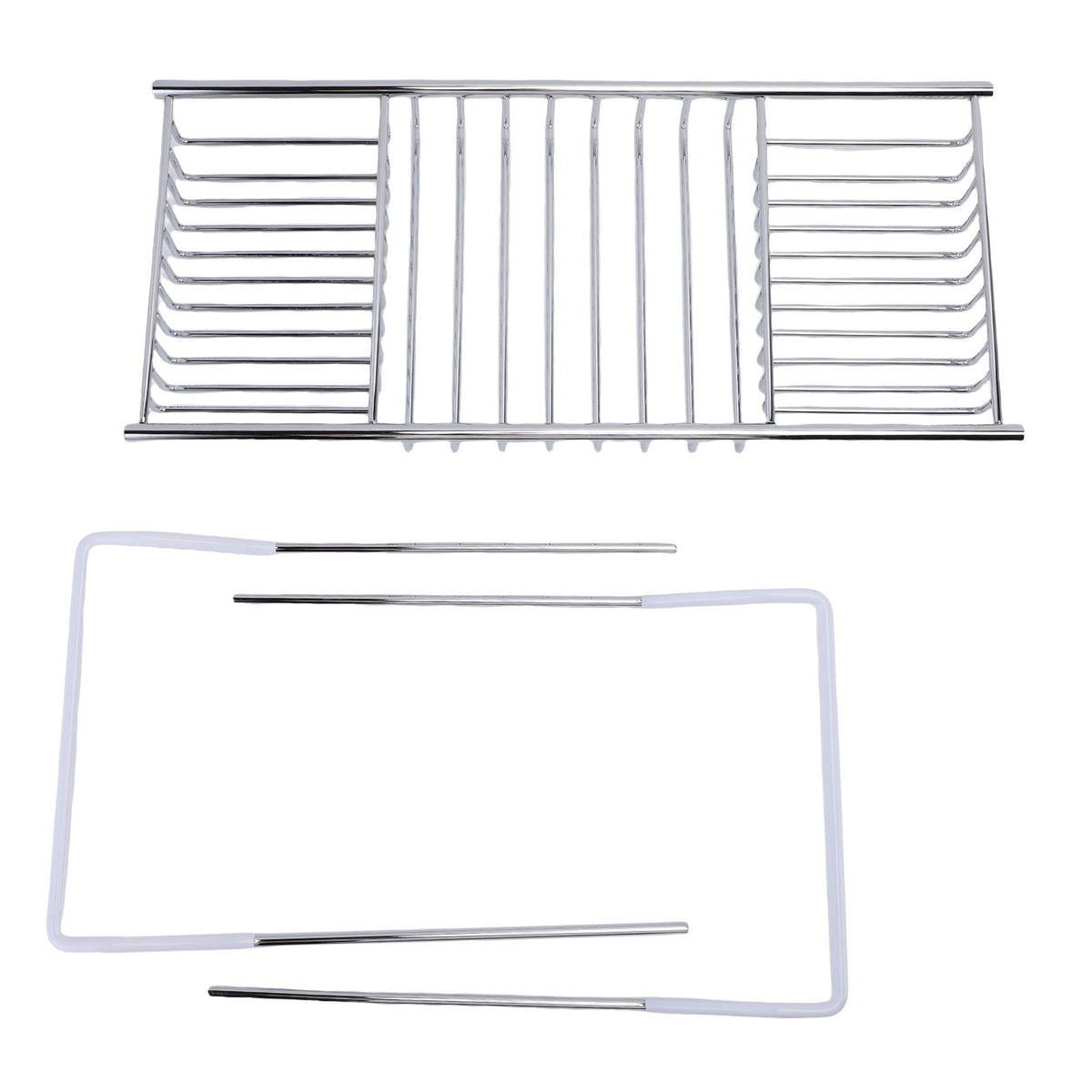 Expandable Bathtub Caddy Tray in Stainless Steel, Extends 25 to 38.4 Inches