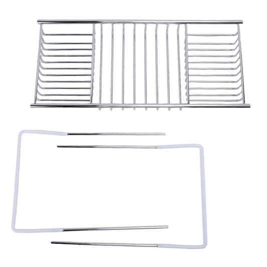 Expandable Bathtub Caddy Tray in Stainless Steel, Extends 25 to 38.4 Inches