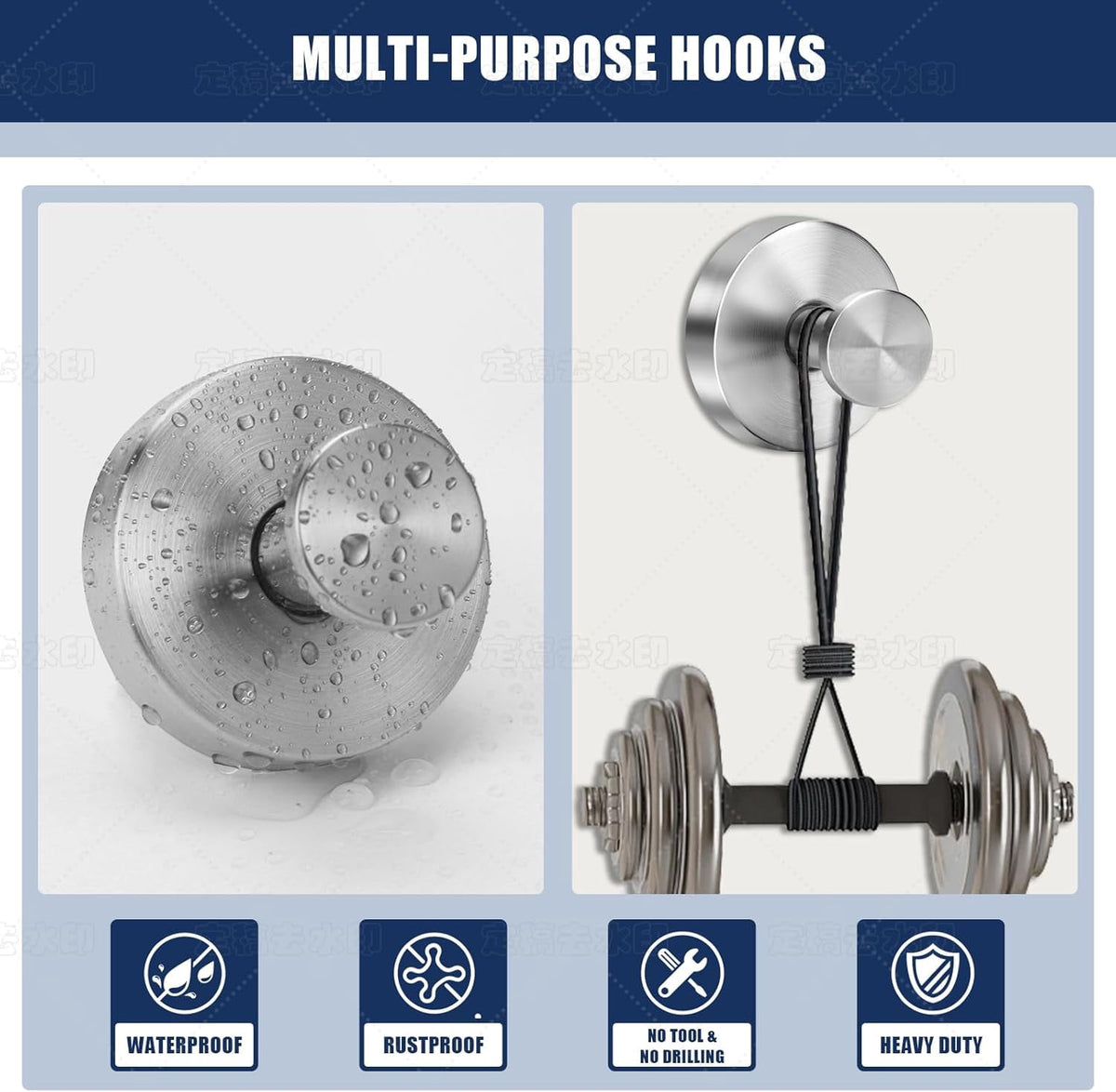 Stainless Steel Suction Cup Hooks for Shower and Glass, Set of Four - Image 3
