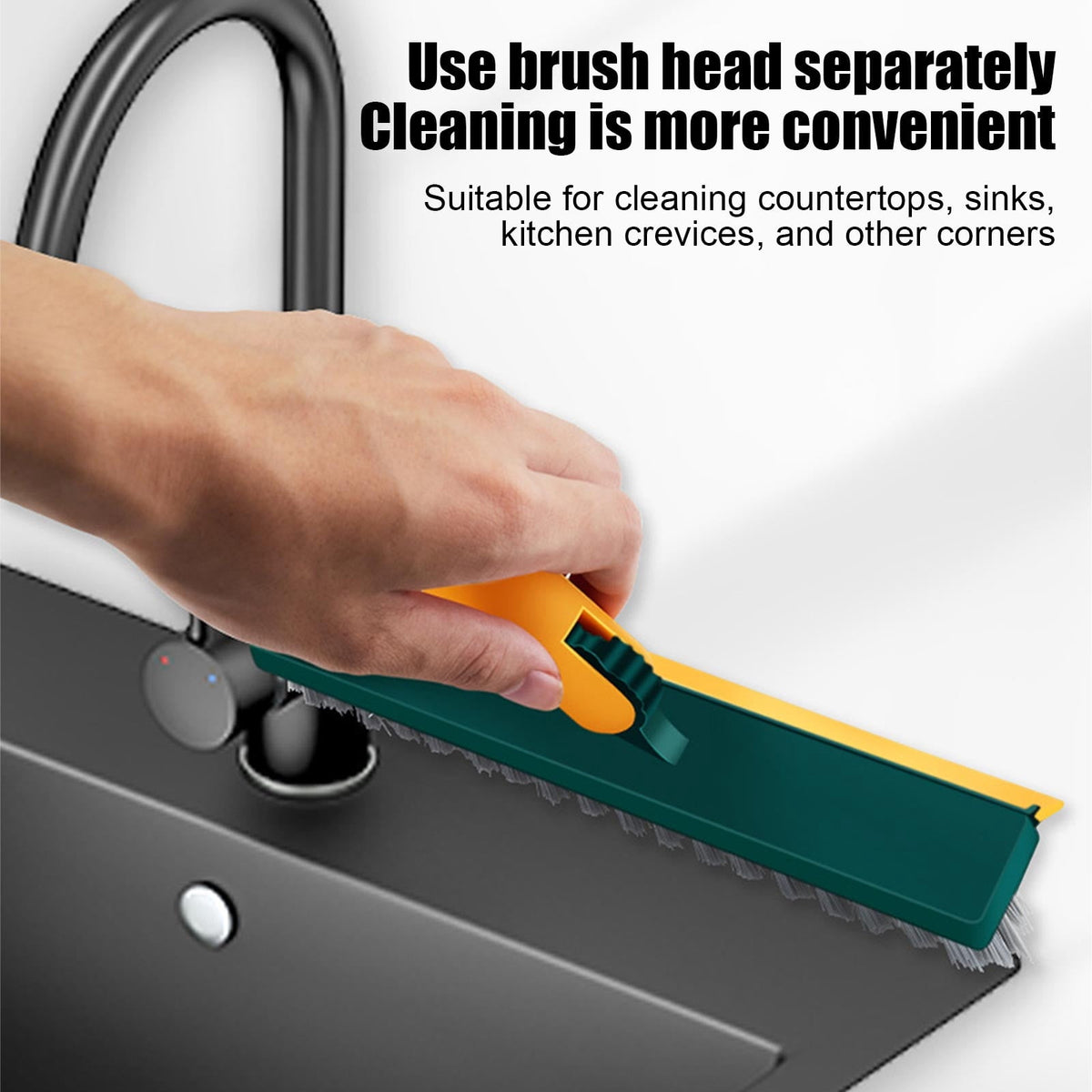 Long-Handled Grout Brush with V-Shaped Head and Silicone Squeegee Edge - Image 3