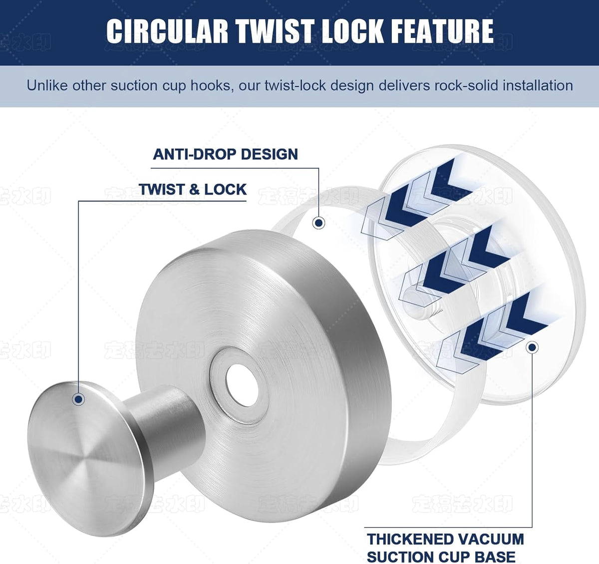 Stainless Steel Suction Cup Hooks for Shower and Glass, Set of Four - Image 5