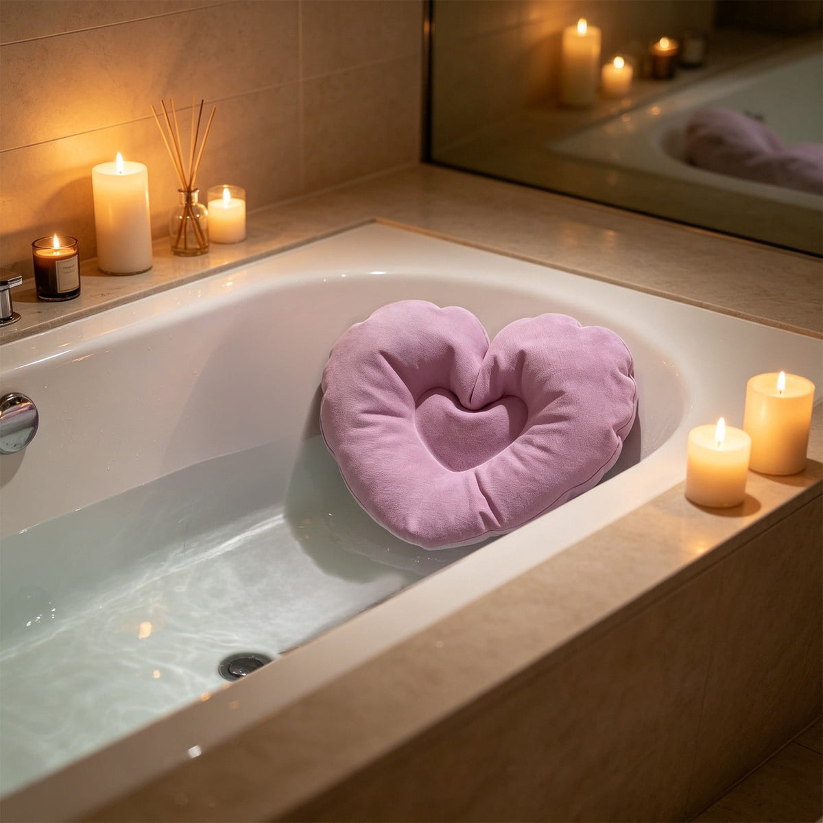 Inflatable Bath Pillows with Suction Cups, Set of Two Heart-Shaped Headrests - Image 2