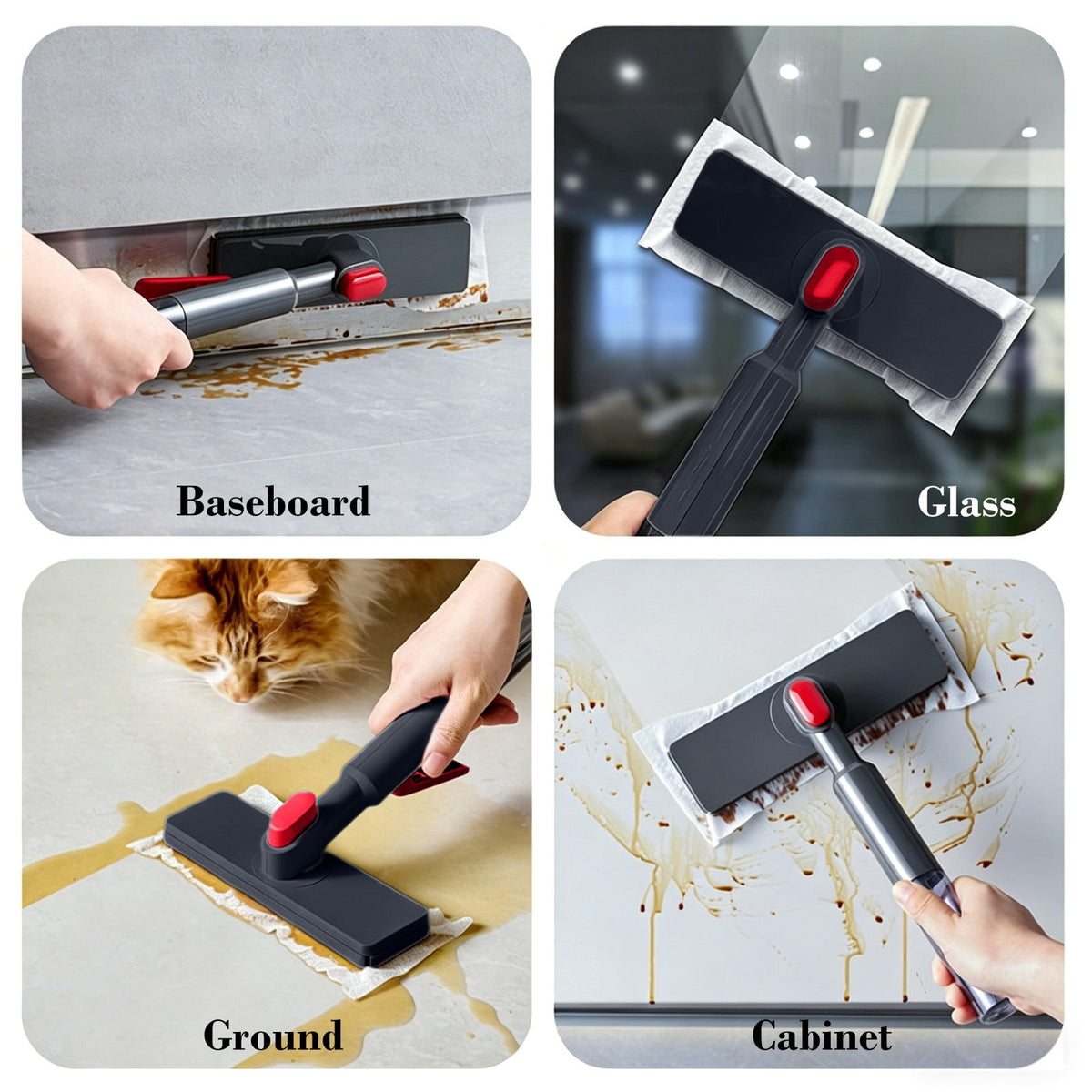 Spray Mop with Refillable Bottle, Squeegee Edge and Reusable Washable Pad - Image 6