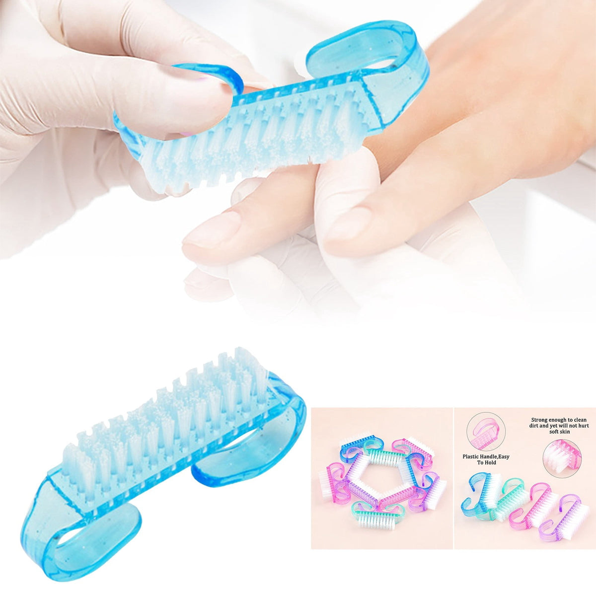 Nail Scrub Brush Set with Curved Grips for Fingernails and Toenails - Image 2