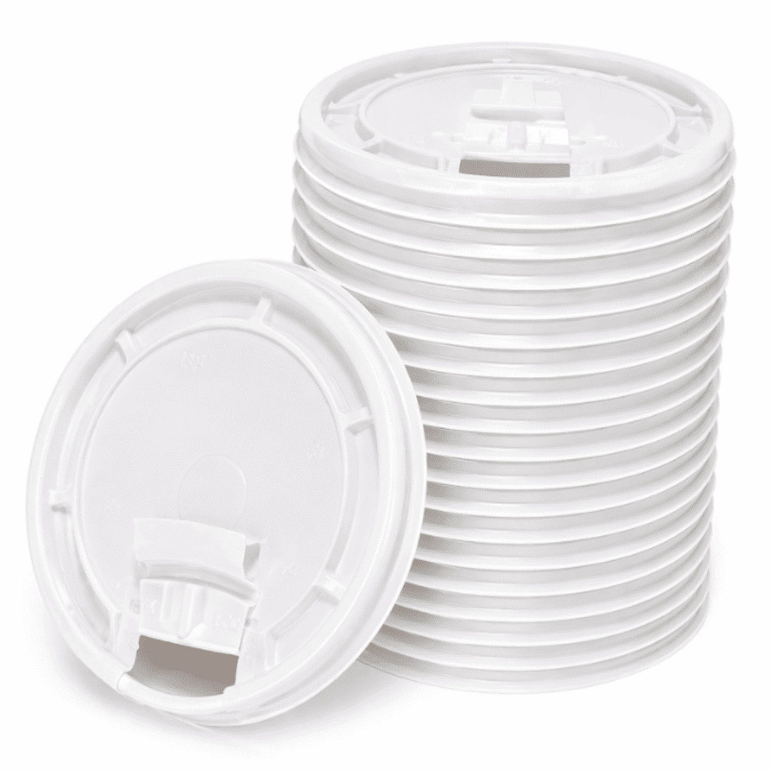 Flat Tear-Back Cup Lids, 50 Pack Fitting 10 to 20 Ounce Paper Cups