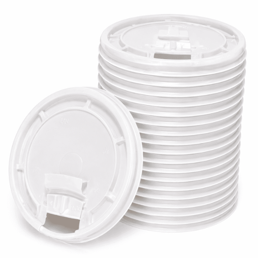 Flat Tear-Back Cup Lids, 50 Pack Fitting 10 to 20 Ounce Paper Cups