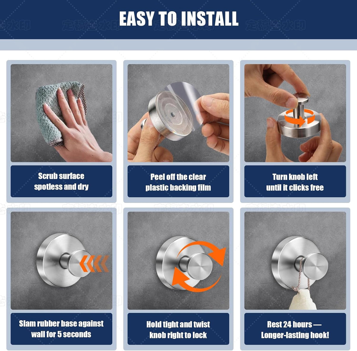 Stainless Steel Suction Cup Hooks for Shower and Glass, Set of Four - Image 4