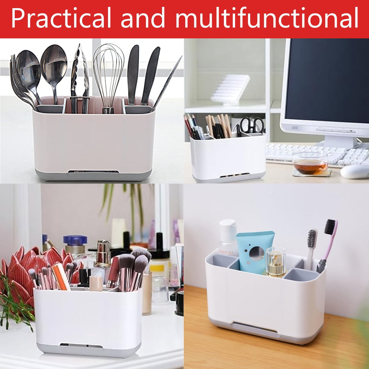 Countertop Toothbrush and Toothpaste Holder with Adjustable Dividers - Image 5