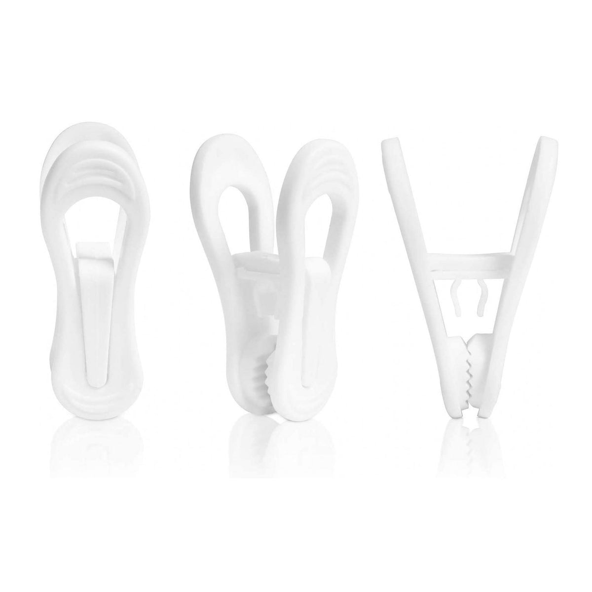 White Plastic Hanger Clips, Pack of 20 for Skirts, Trousers and Baby Clothes