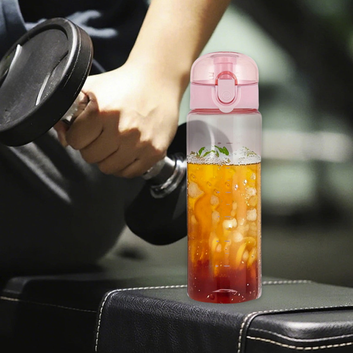 Clear 26 Ounce Sports Water Bottle with Flip-Top Lid and Carry Strap - Image 6