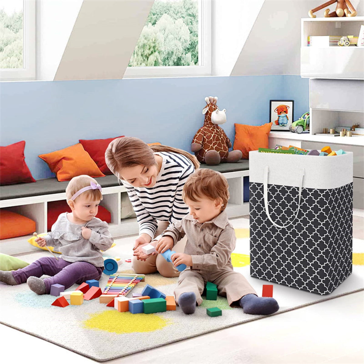 Collapsible Canvas Laundry Hamper with Handles, 23.6 by 15.7 by 11.8 Inches - Image 3
