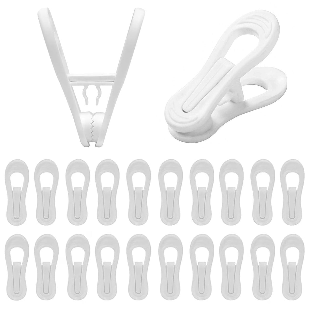 White Plastic Hanger Clips, Pack of 20 for Skirts, Trousers and Baby Clothes - Image 2