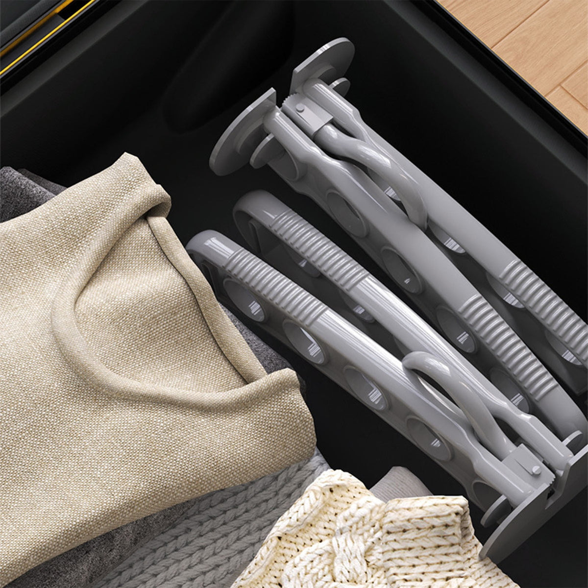 Folding Travel Clothes Hanger with Five Slots for Trips and Small Rooms - Image 4