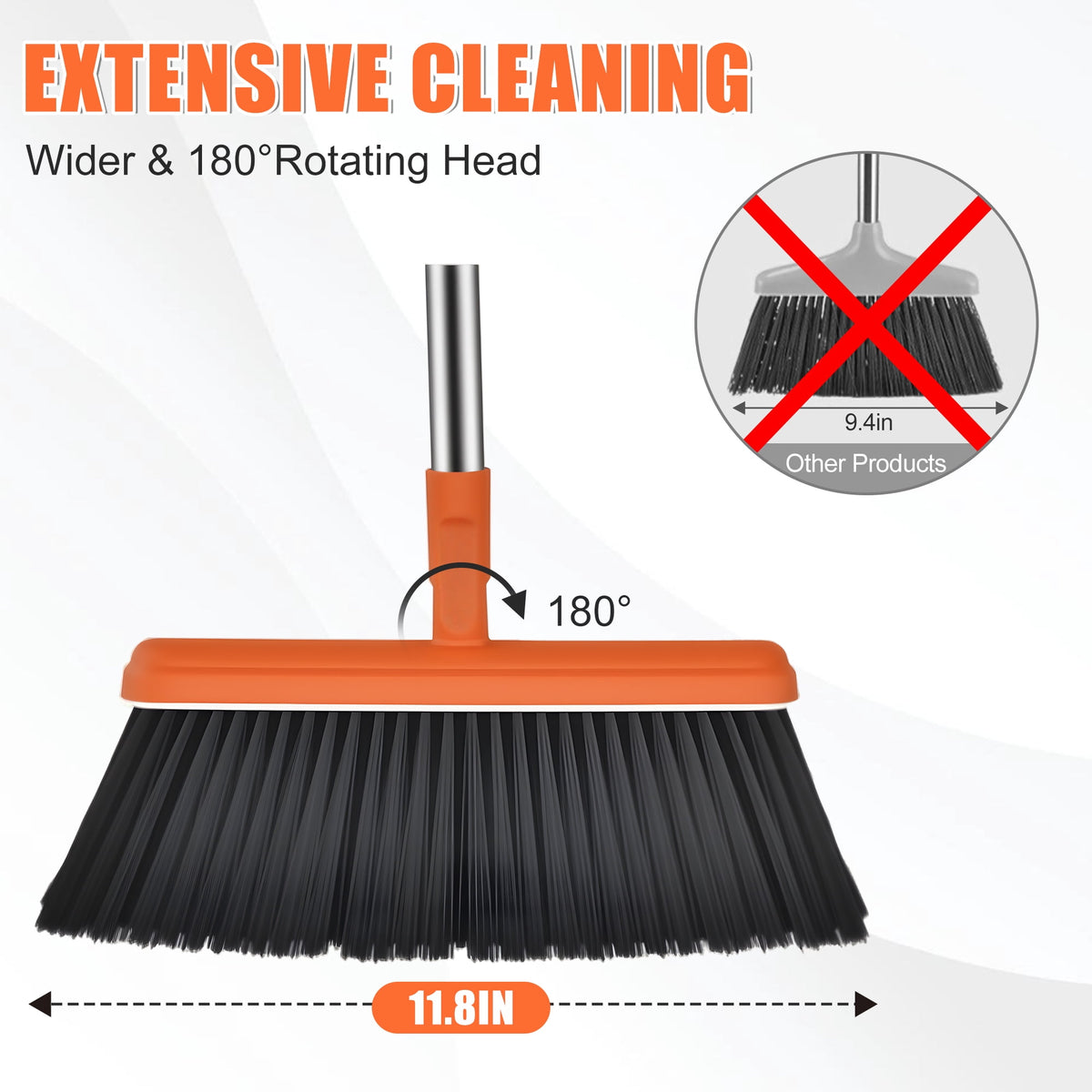 Broom and Dustpan Set with Extendable Handle to 51.2 Inches and Comb Teeth - Image 2