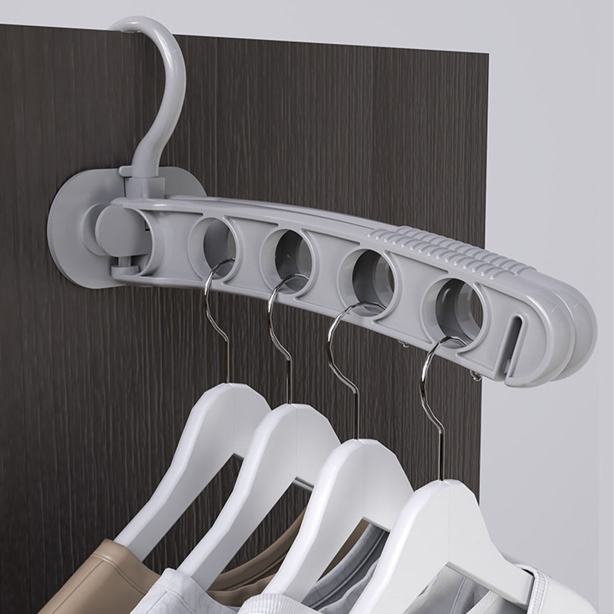 Folding Travel Clothes Hanger with Five Slots for Trips and Small Rooms - Image 2