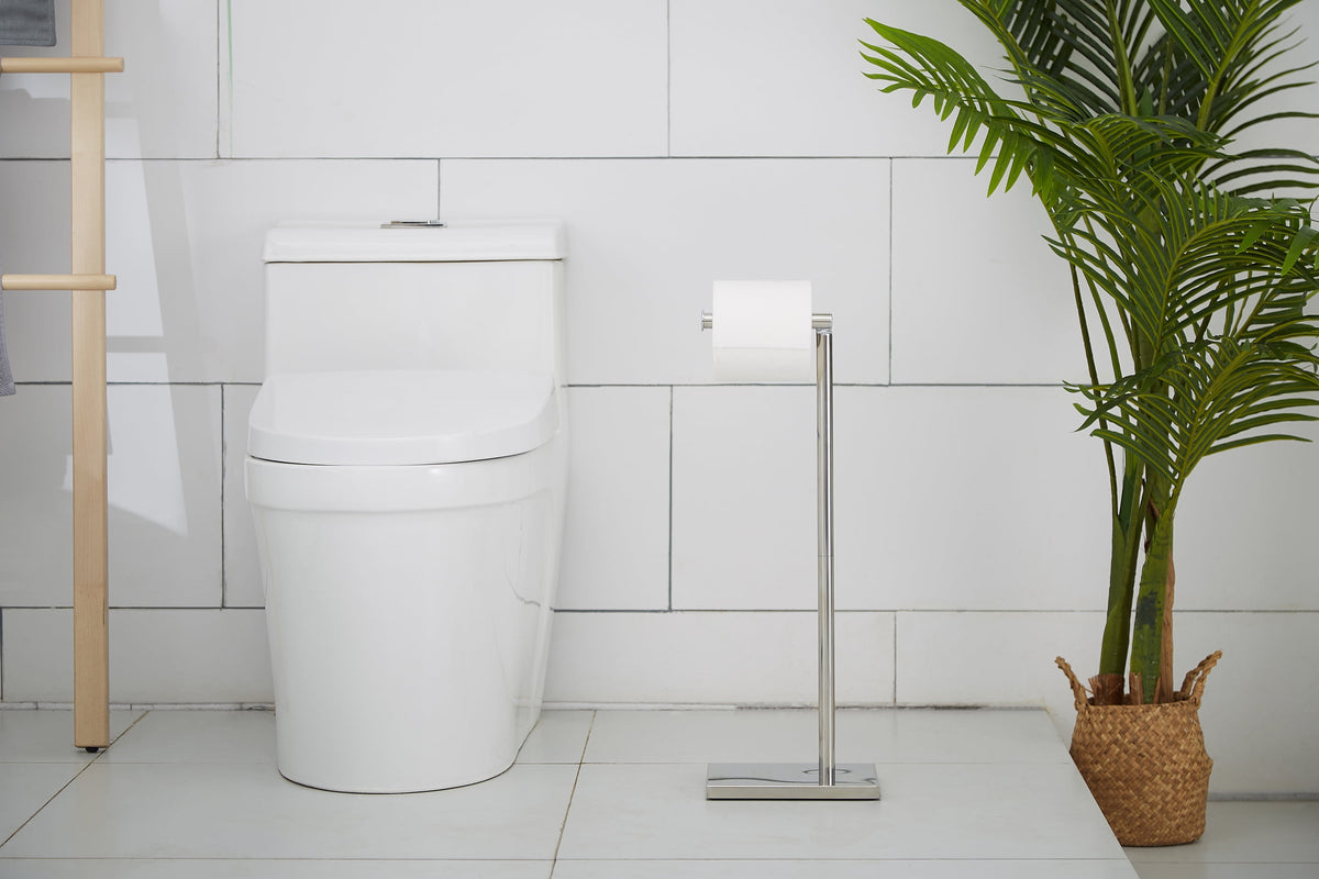Freestanding Toilet Paper Stand with Reserve Storage for Four Rolls - Image 2