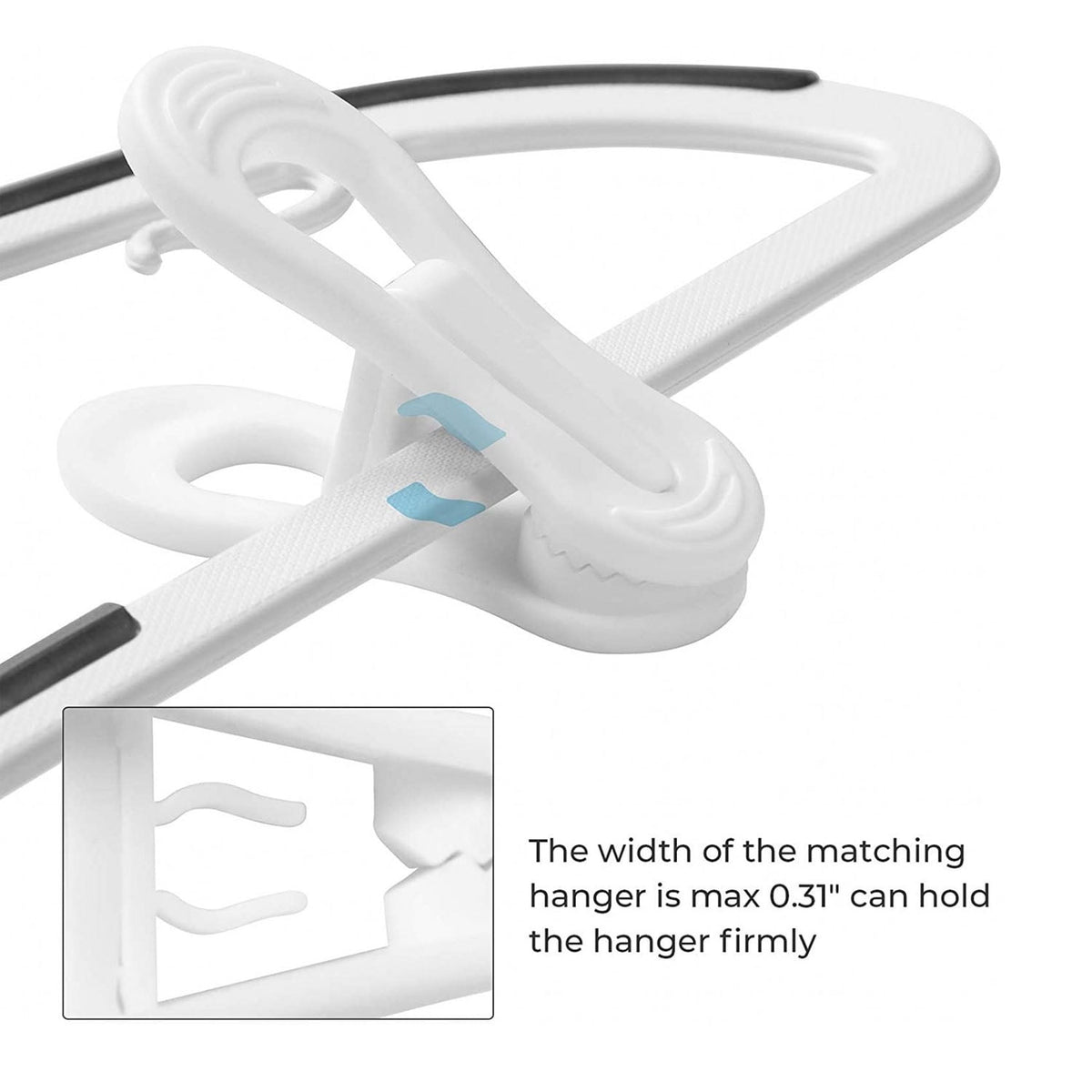 White Plastic Hanger Clips, Pack of 20 for Skirts, Trousers and Baby Clothes - Image 3