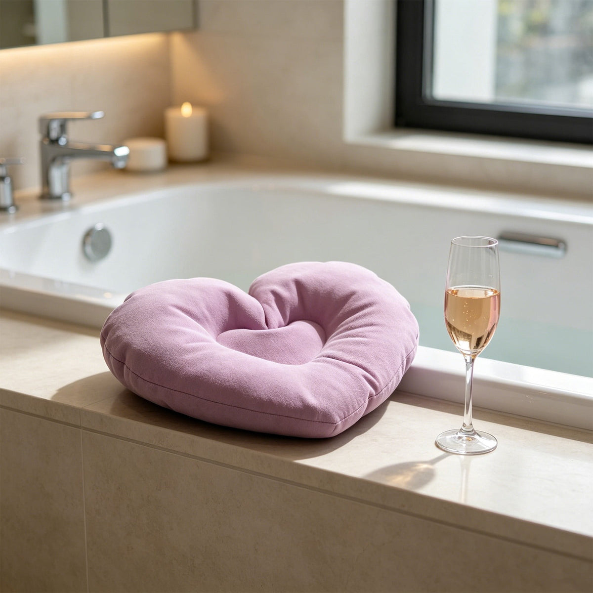 Inflatable Bath Pillows with Suction Cups, Set of Two Heart-Shaped Headrests - Image 6