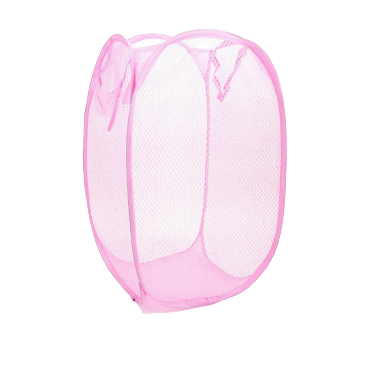 Foldable Mesh Laundry Hamper with Side Pocket and Carry Handles