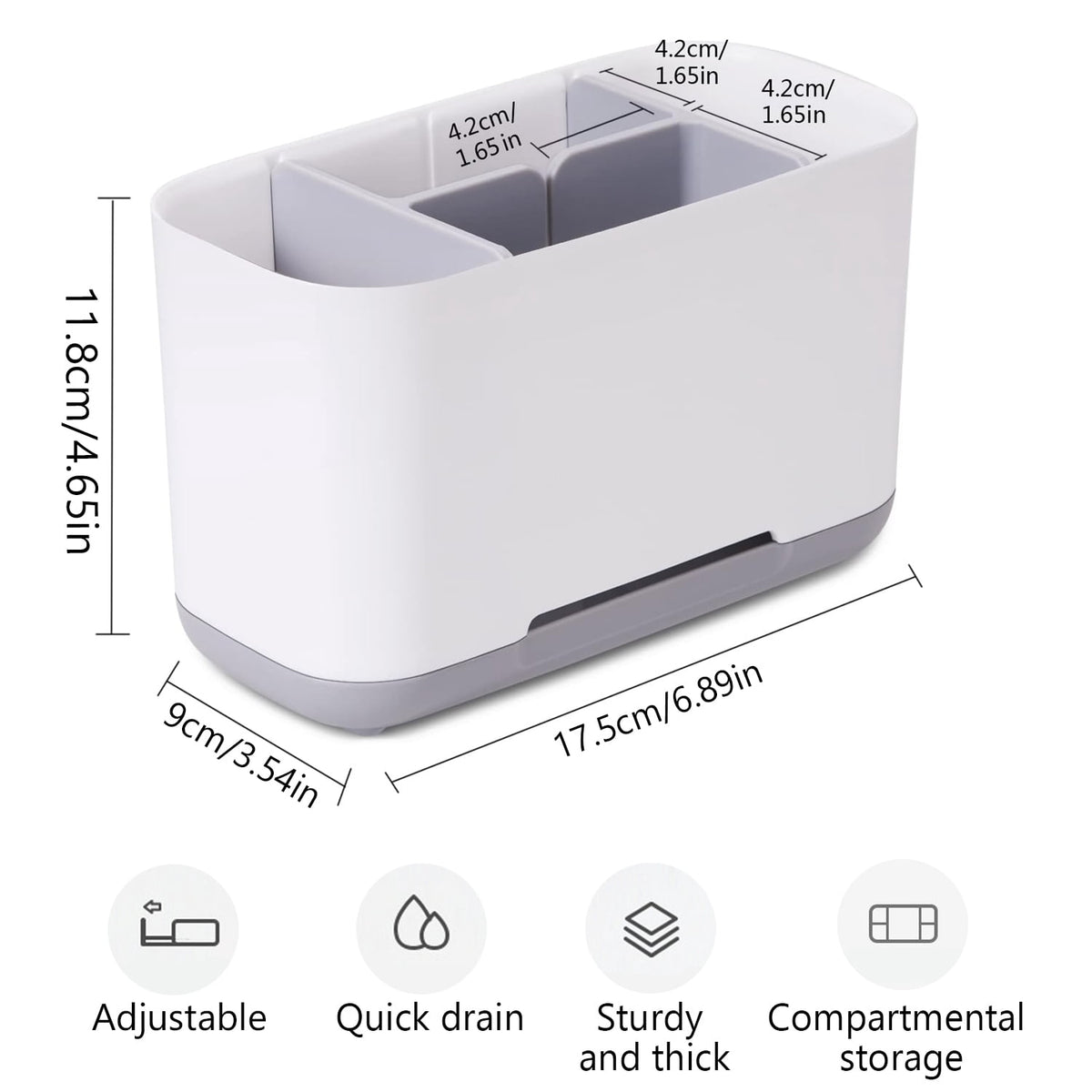 Countertop Toothbrush and Toothpaste Holder with Adjustable Dividers - Image 2