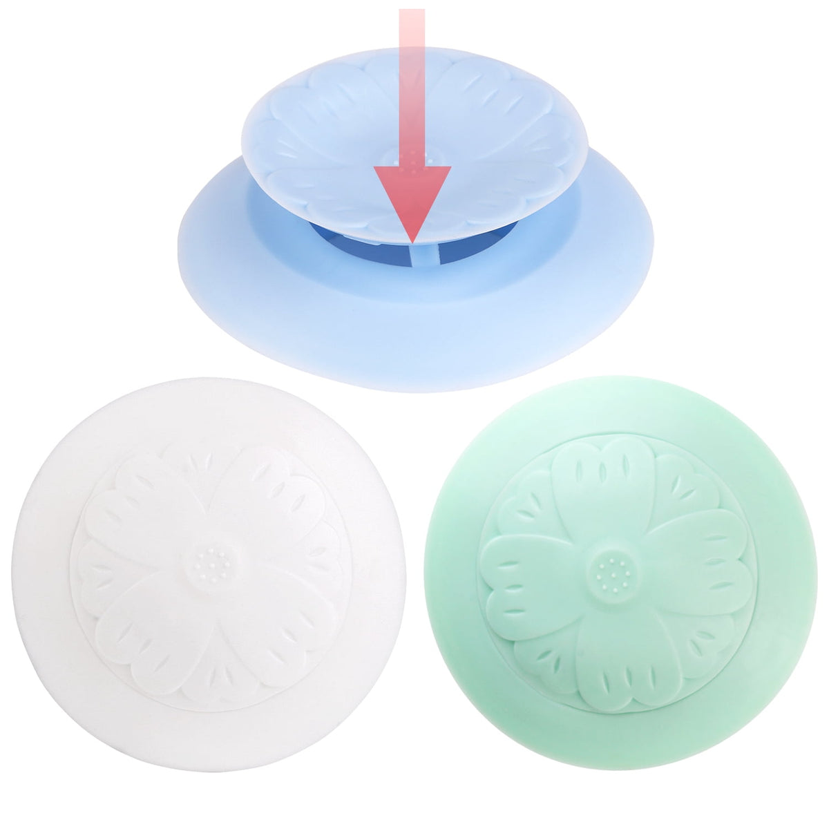 Rubber Sink and Bathtub Drain Stoppers with Hair Catchers, Set of Three - Image 4