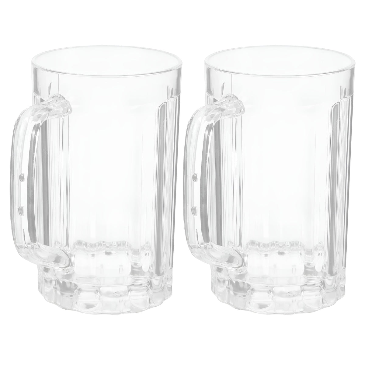 Clear Handled Drinking Mugs, Set of Two 500 ml Cups for Beer and Cold Drinks