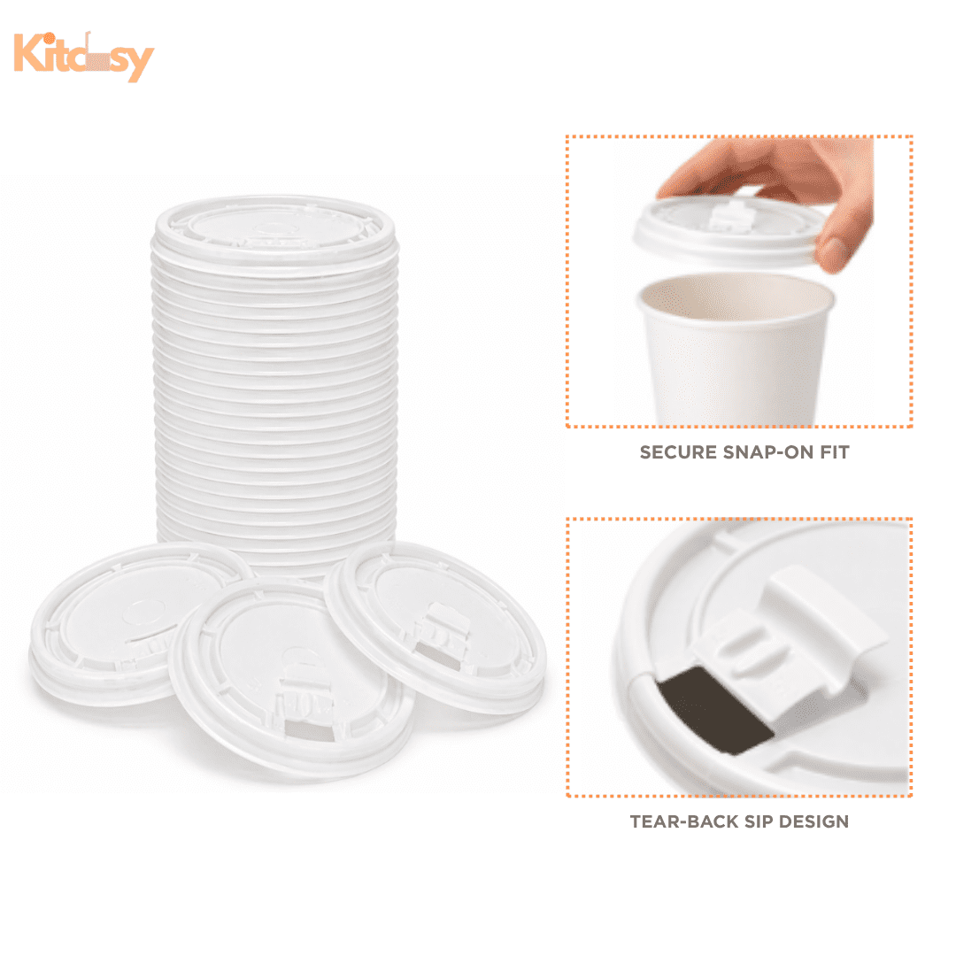 Flat Tear-Back Cup Lids, 50 Pack Fitting 10 to 20 Ounce Paper Cups - Image 5