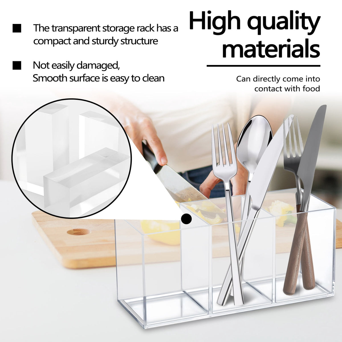 Clear Three-Compartment Makeup Brush and Utensil Caddy, Set of Two - Image 5