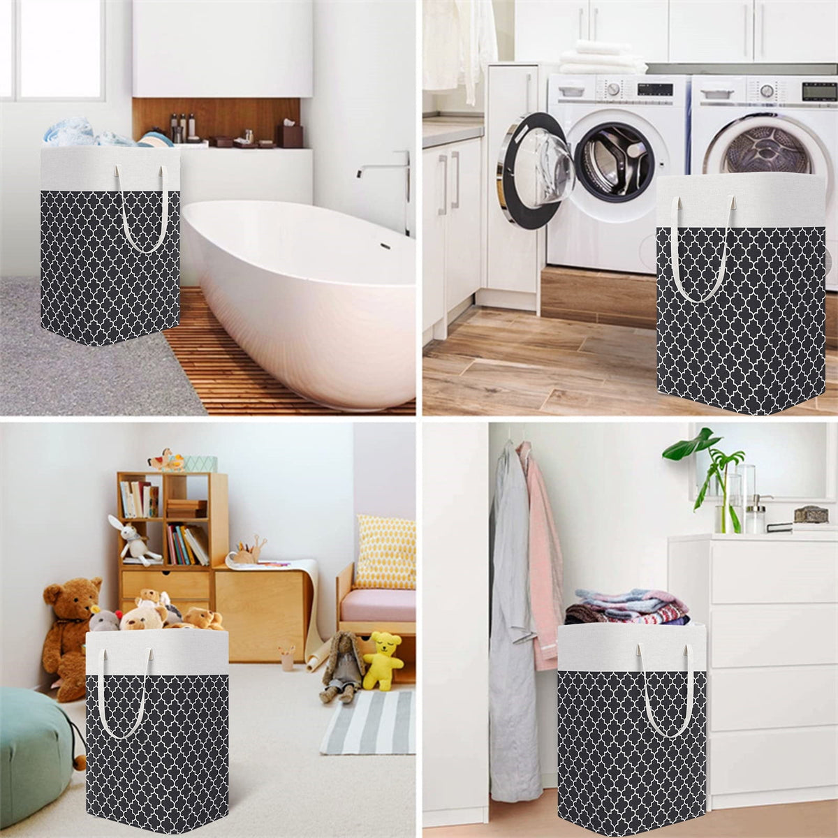 Collapsible Canvas Laundry Hamper with Handles, 23.6 by 15.7 by 11.8 Inches - Image 5