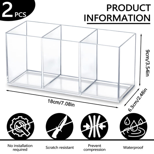 Clear Three-Compartment Makeup Brush and Utensil Caddy, Set of Two - Image 2