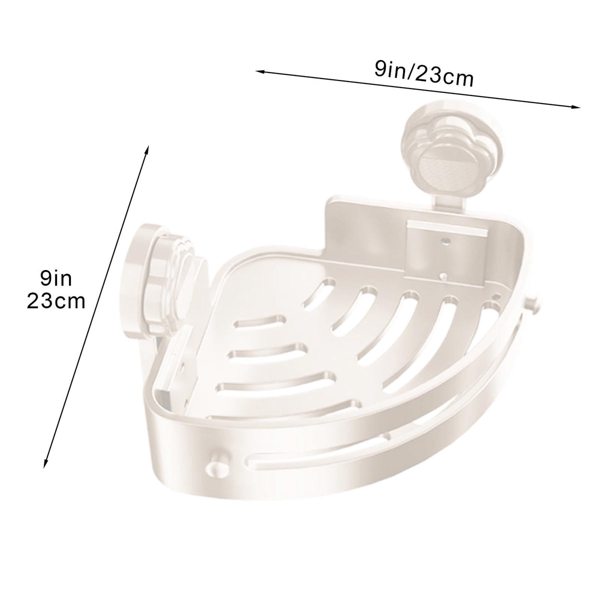 No-Drill Corner Shower Caddy with Suction Cups, Hooks and Rustproof Shelves - Image 3