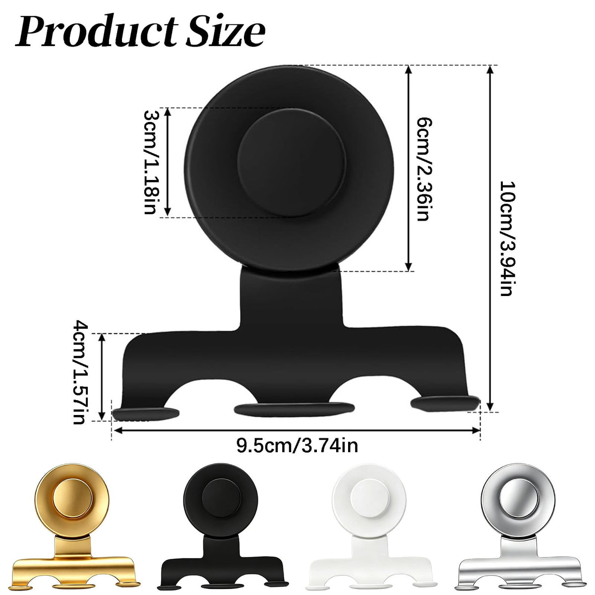 Suction Cup Razor and Towel Hook in Stainless Steel, Double Slot, Black - Image 3