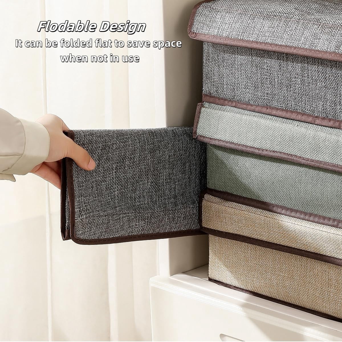 Foldable Drawer Organizer with Lid, 17 Compartments for Socks and Ties - Image 2