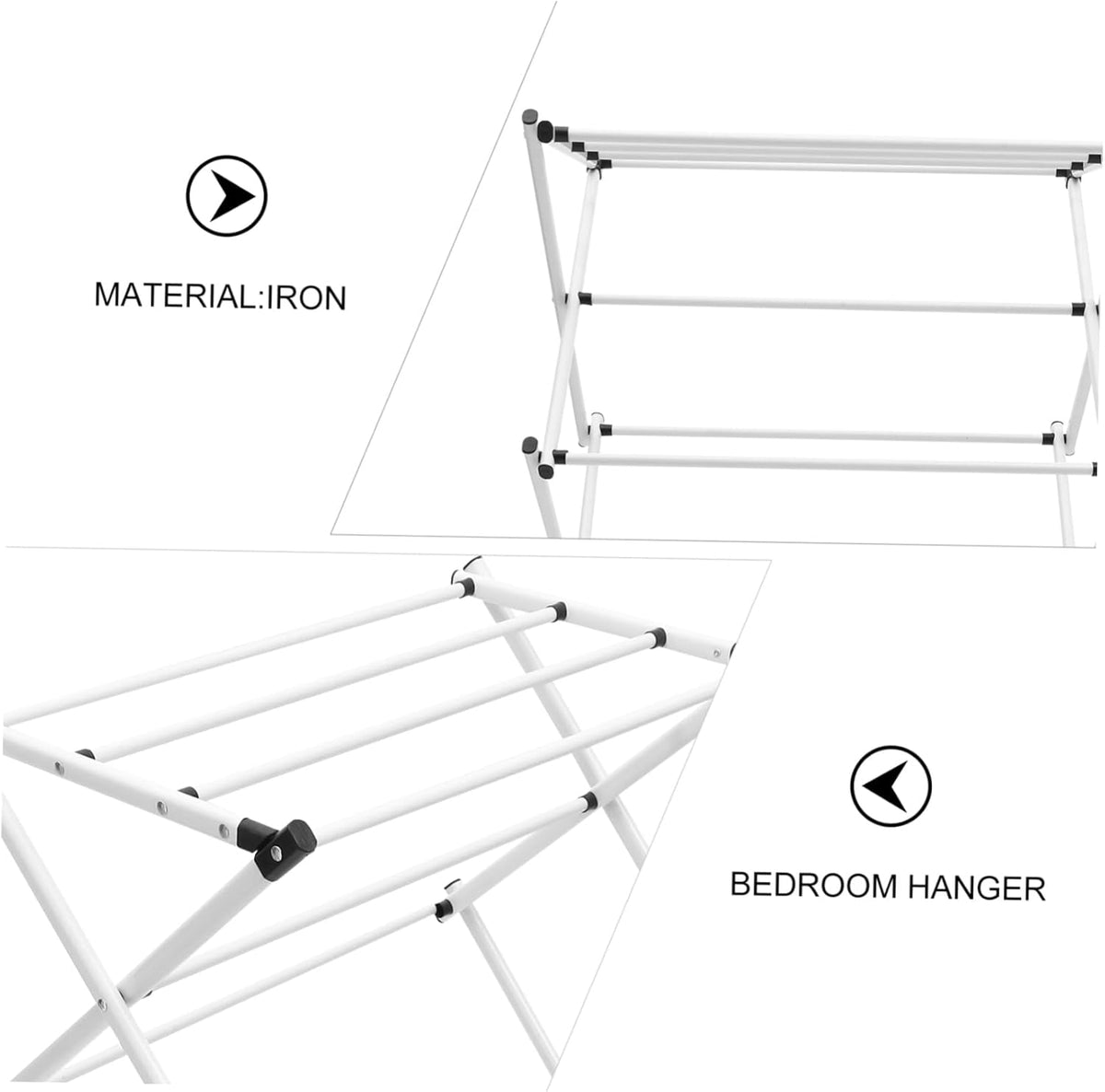 Folding Indoor Clothes Drying Rack in Coated Steel, 29.5 Inches Wide - Image 6