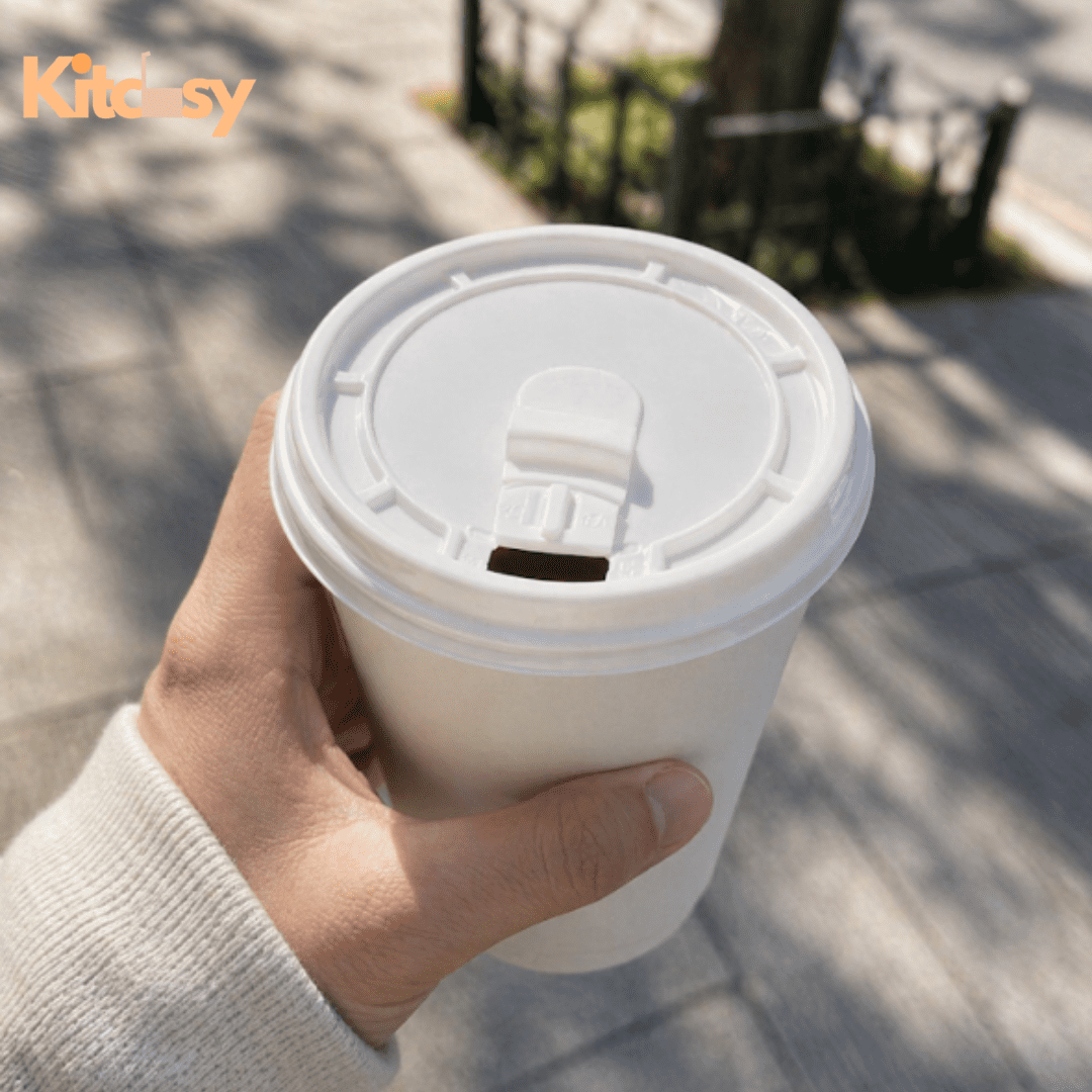 Flat Tear-Back Cup Lids, 50 Pack Fitting 10 to 20 Ounce Paper Cups - Image 2