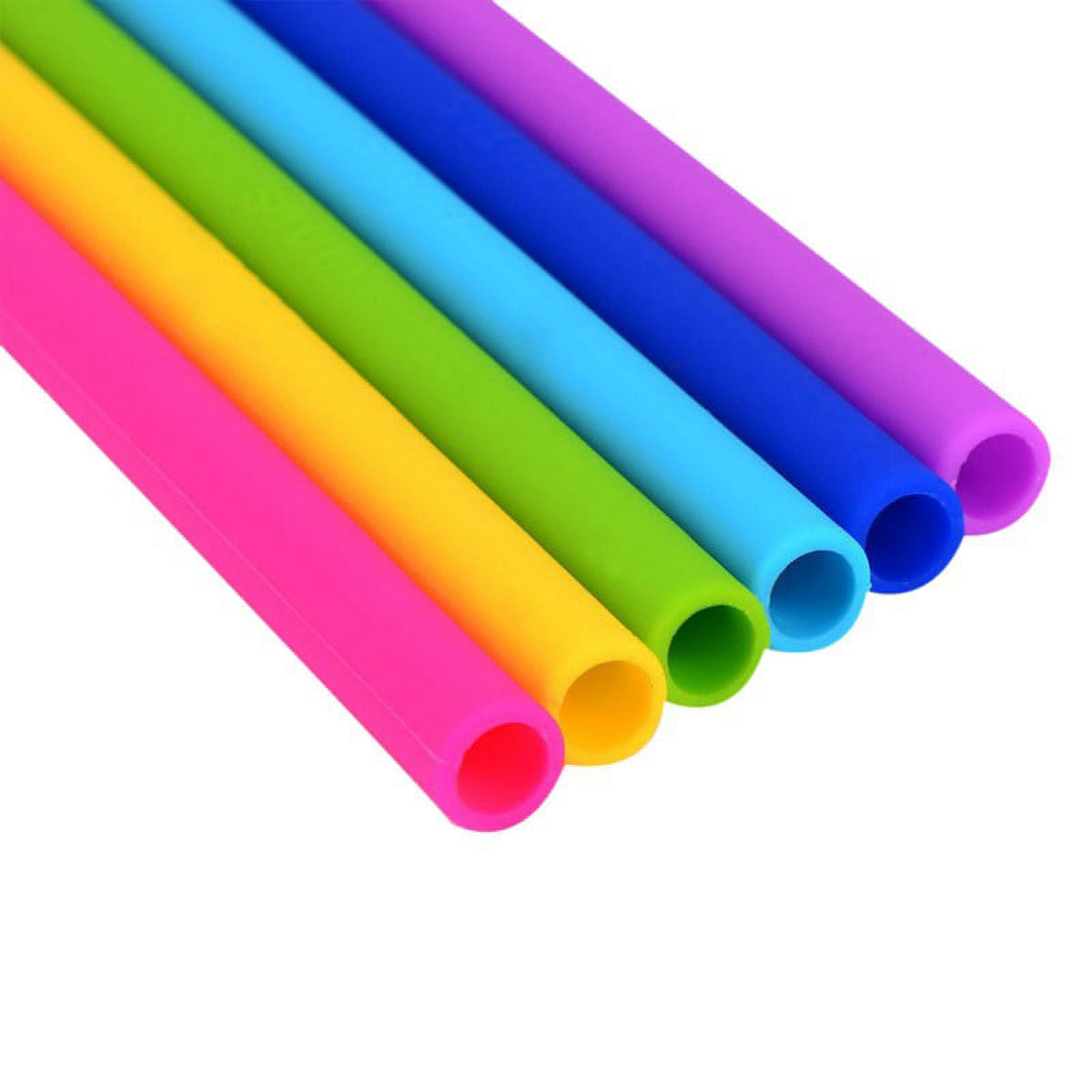 Reusable Wide Silicone Drinking Straws, Six 10 Inch Straws with Two Cleaning Brushes - Image 4