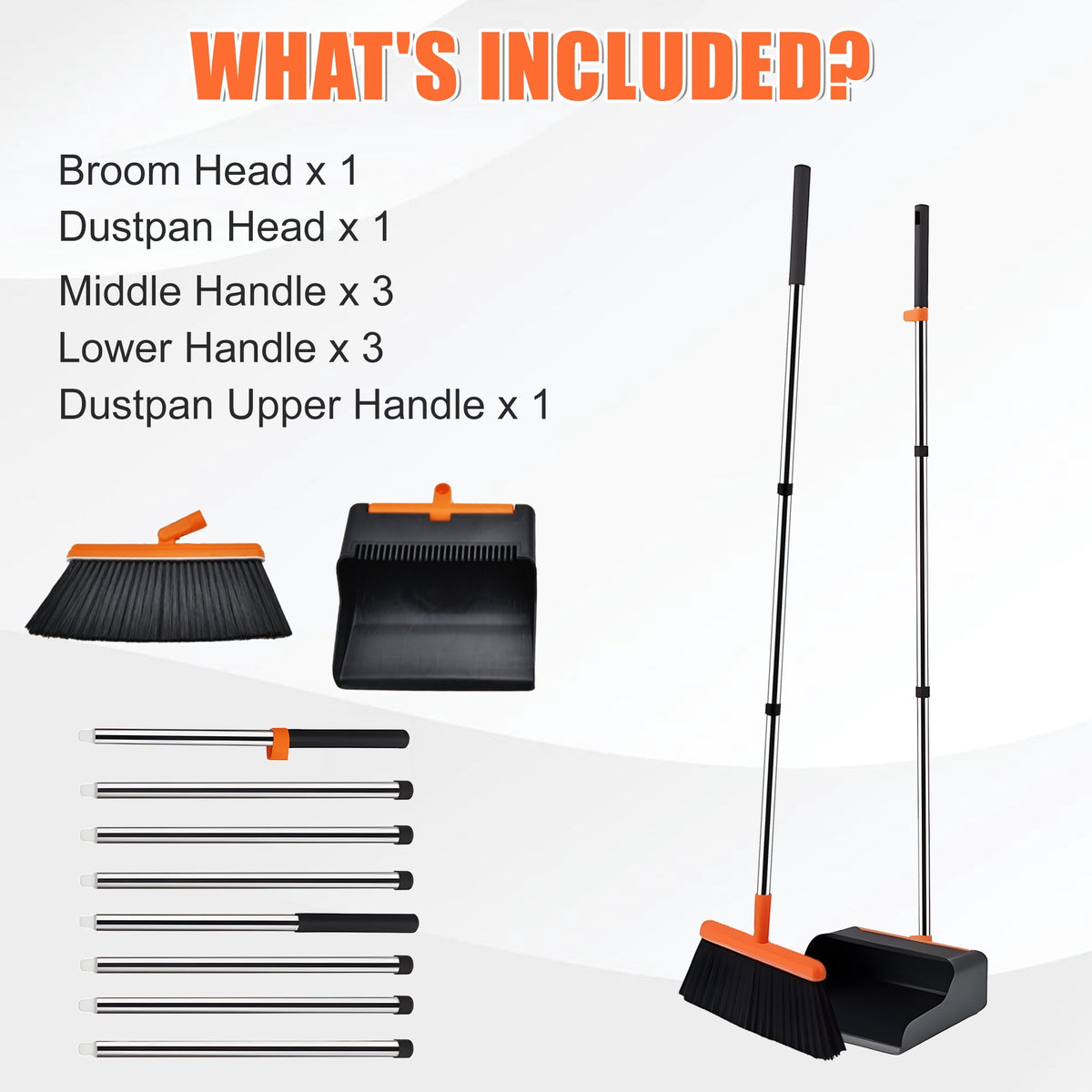 Broom and Dustpan Set with Extendable Handle to 51.2 Inches and Comb Teeth - Image 6